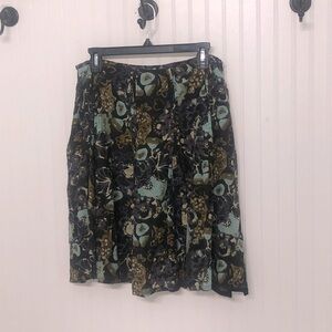 J.Jill🍁 SILK/COTTON SKIRT washable Pleated w/attached Slip W31”xL23”EUC